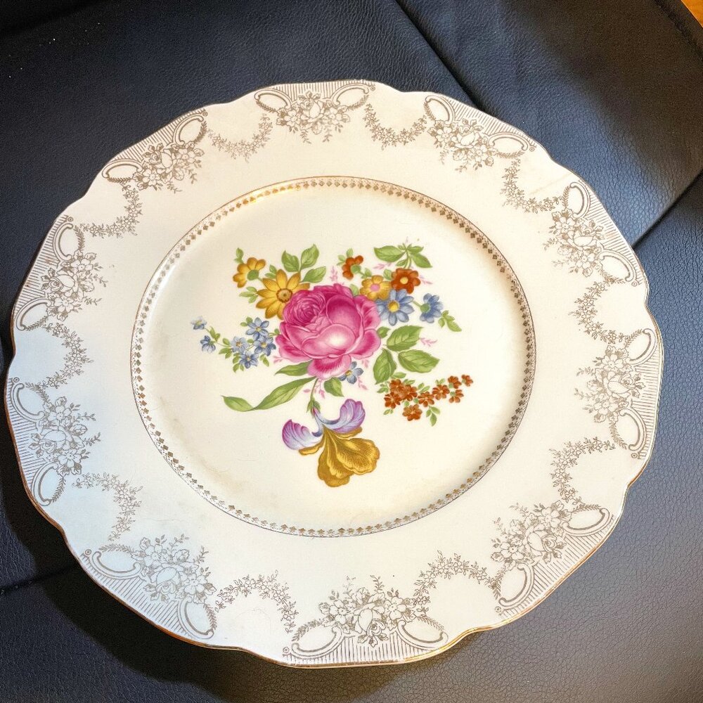 Vintage porcelain plate, floral